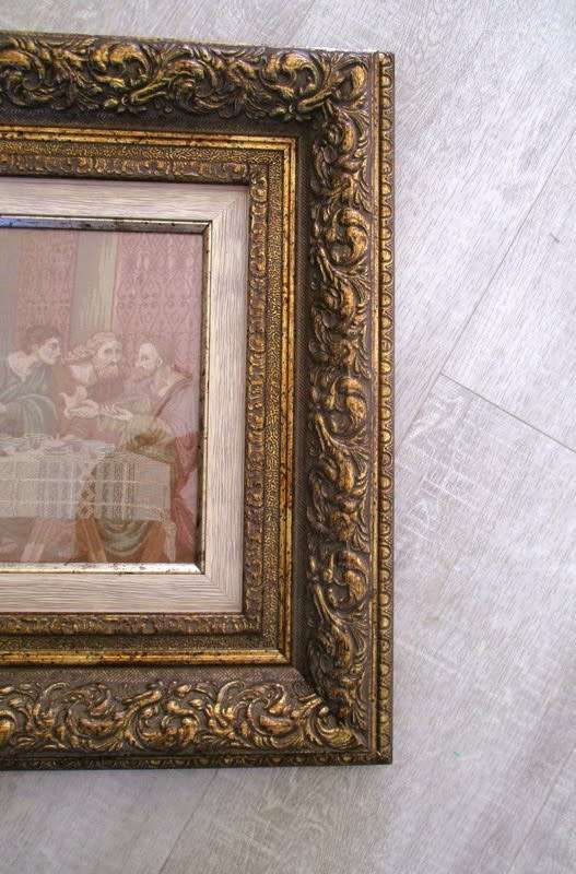 Very large vintage Italian tapestry in ornate vintage frame - Leonardo da Vinci`s Last supper