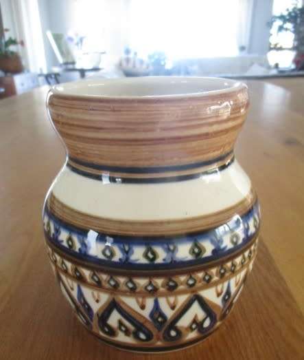 Large vintage hand painted vase - signed