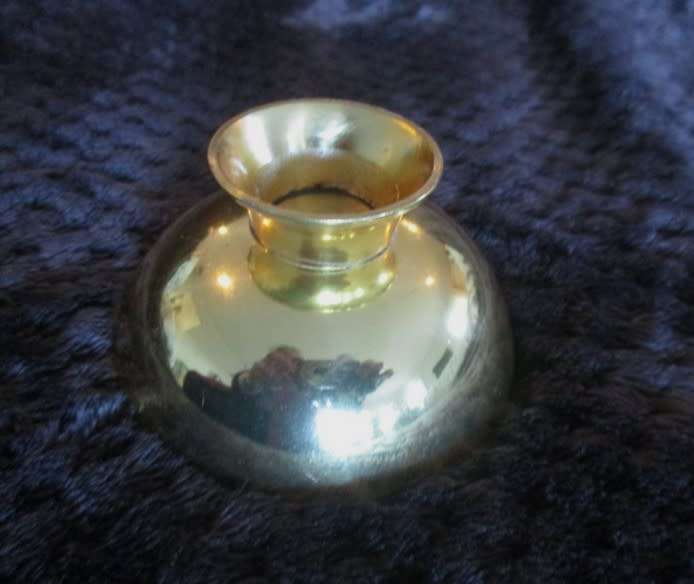 Ornately etched small brass footed dish