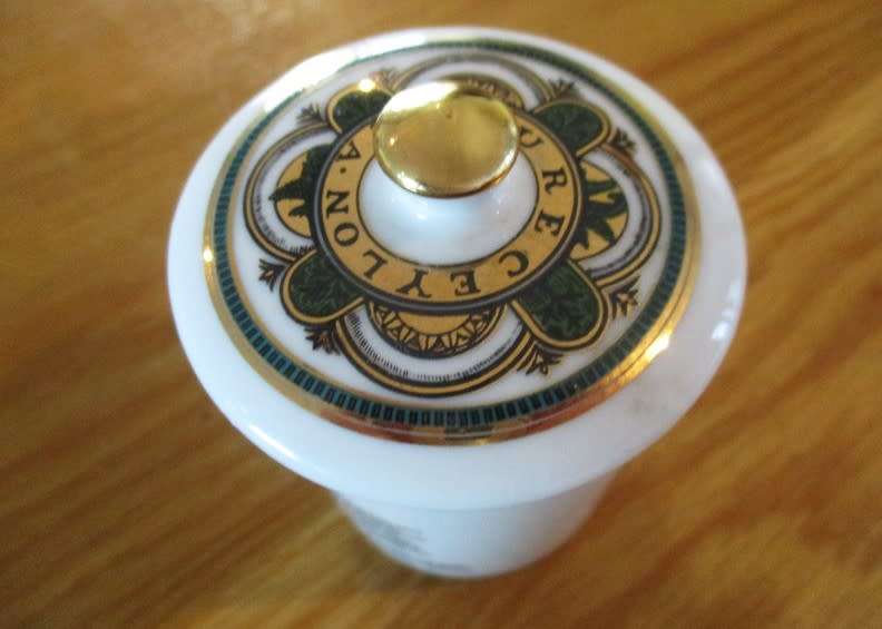 Small decorative porcelain Dilmah Ceylon tea caddy