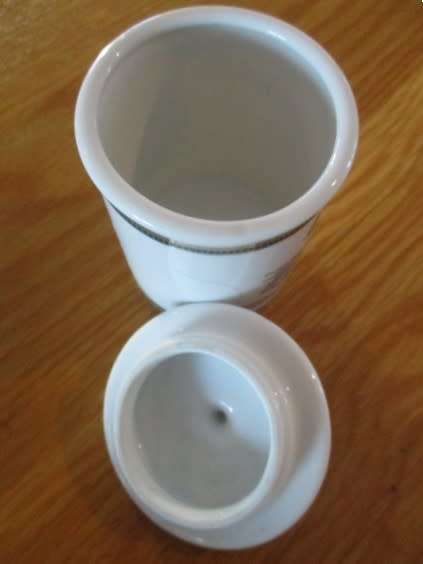 Small decorative porcelain Dilmah Ceylon tea caddy