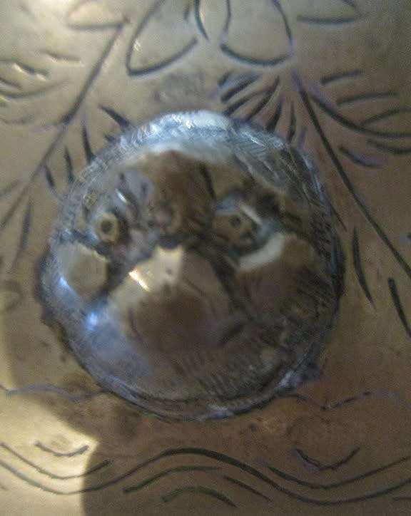Vintage Chinese brass vase  - Foo Dog handles and engraved with Foo Dog and floral design