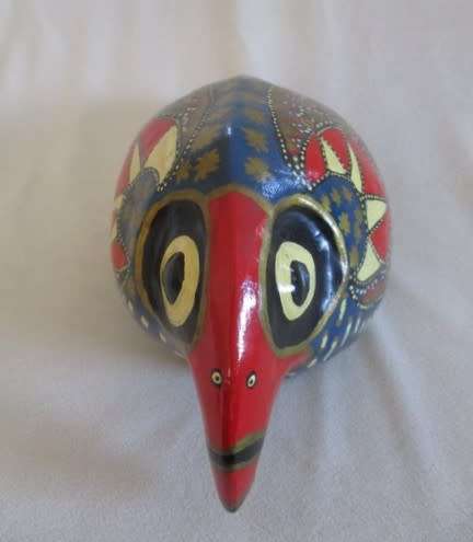 Large, vibrantly colourful hand crafted wooden Boynuzgaga (Hornbill) from Turkey