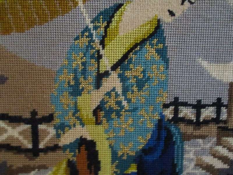 Large hand made tapestry of Geisha girl in beautiful ornate frame