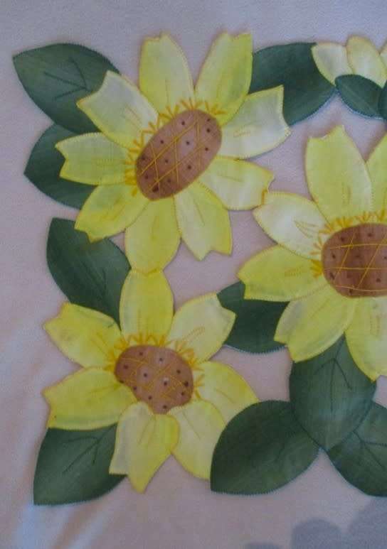 Set 3 - set of three unique hand crafted `cut out` cloths with floral and sunflower designs