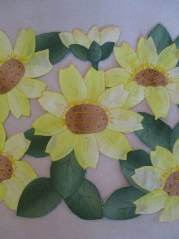 Set 3 - set of three unique hand crafted `cut out` cloths with floral and sunflower designs