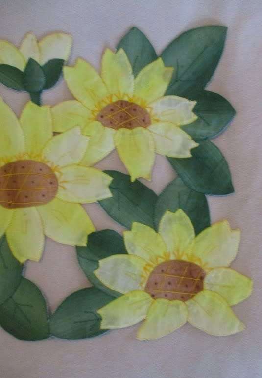 Set 3 - set of three unique hand crafted `cut out` cloths with floral and sunflower designs