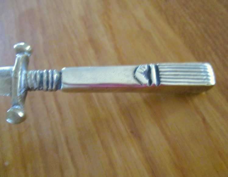 Vintage, ornate solid brass letter opener shaped like dagger