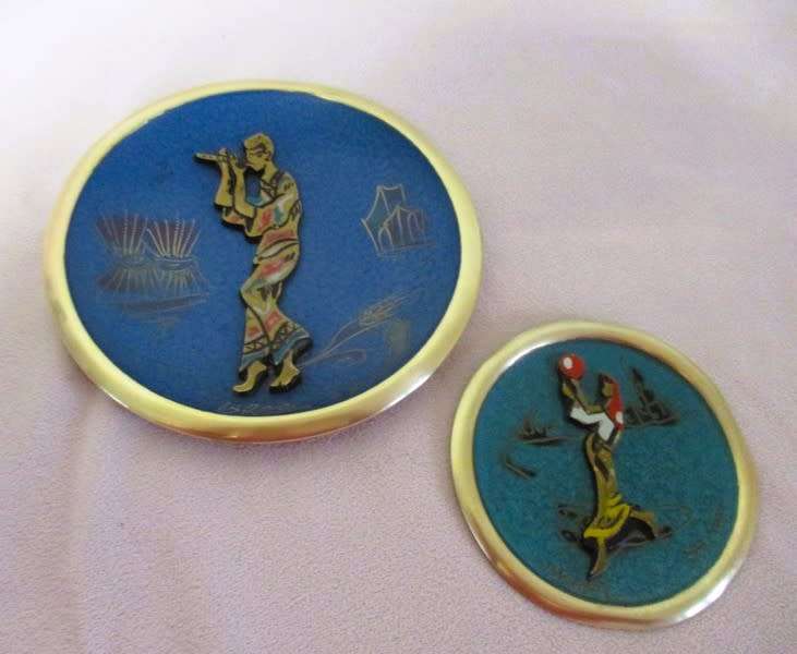 Two vintage 1960's Dayagi Brass and enamel wall plaques made in Israel