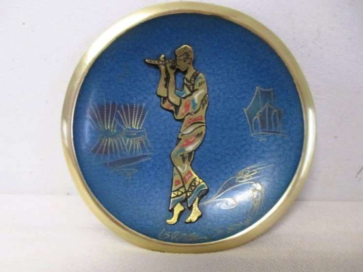 Two vintage 1960's Dayagi Brass and enamel wall plaques made in Israel