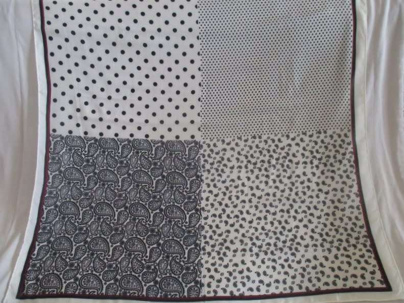 Unusual, large Desray Boutique shawl/scarf with paisley and dots design