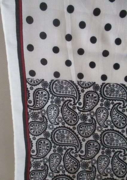 Unusual, large Desray Boutique shawl/scarf with paisley and dots design