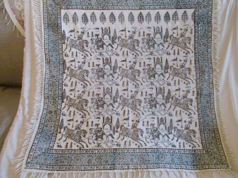 Rare!! Vintage hand blocked natural dyed  Ghalamkar cloth