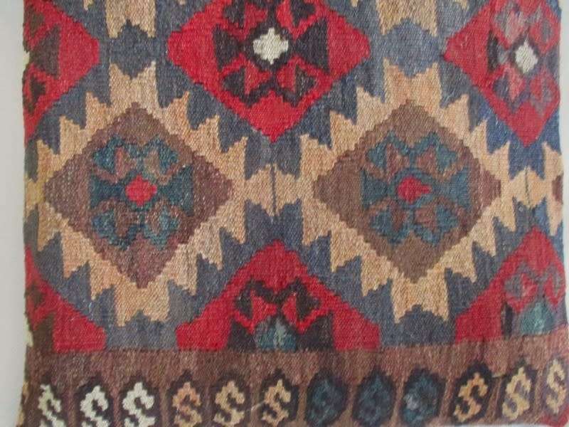 A large vintage hand knotted Afghan Kilim/Kelim cushion