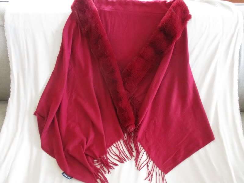 A really beautiful, unique "Semi Wild" cloak/shawl with bunny soft artificial fur trim