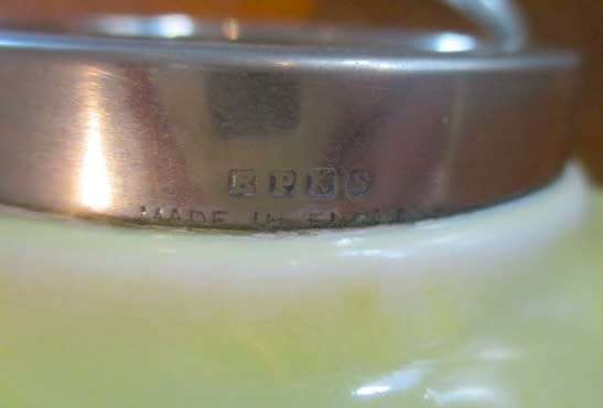 Vintage 1920's/30's Lancaster Hanley porcelain and EPNS footed preserve/jam jar
