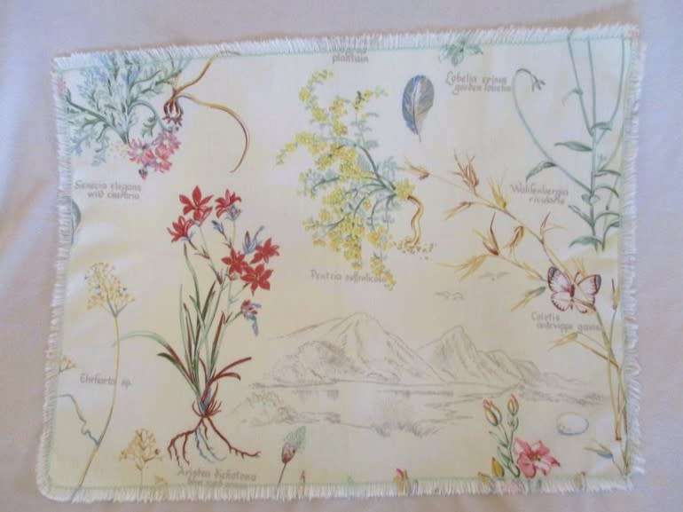 A pretty tray cloth with fynbos design