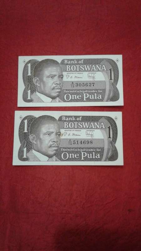 5 x Africa notes - 2 x Botswana 1 pula VF/EF/ -2 x Malawi 1 Kwacha F/VF/ -1 x Zaire 5 million zaires
