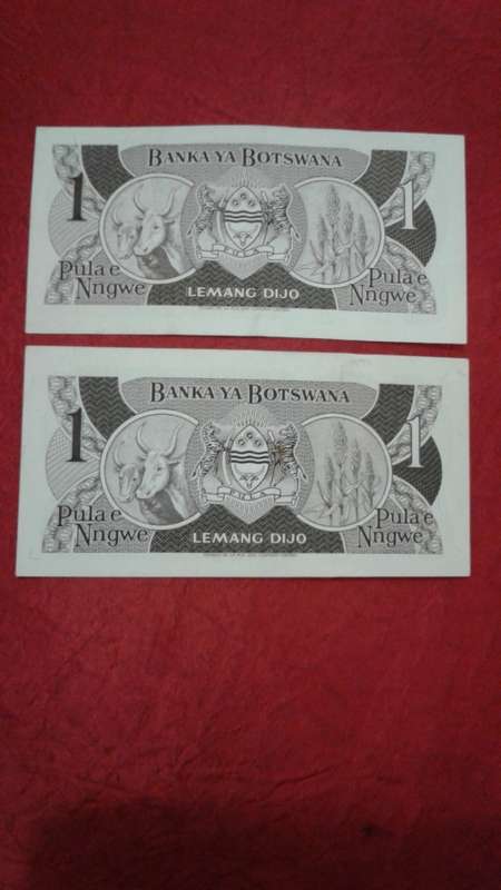 5 x Africa notes - 2 x Botswana 1 pula VF/EF/ -2 x Malawi 1 Kwacha F/VF/ -1 x Zaire 5 million zaires