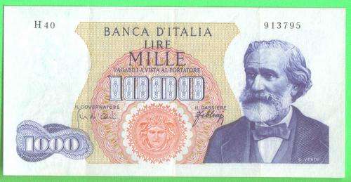 ITALY 1000 LIRE VERDI XF UNC