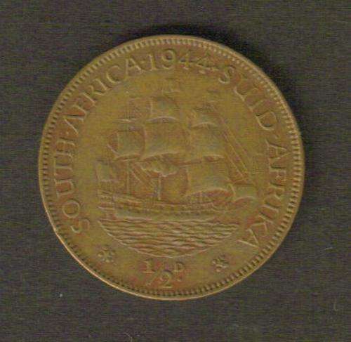 1944 UNION SOUTH AFRICA 1/2 HALF PENNY GOOD CONDITION!