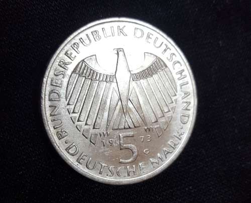 5 DEUTSCHE MARK  SILVER COIN (.625) 1973