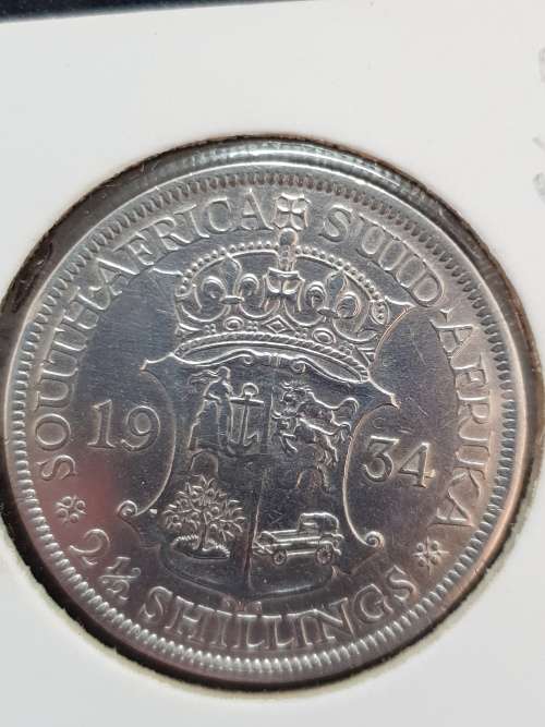 2 1/2 Shillings 1934 ( .800% Silver )