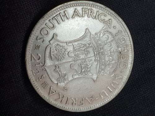 SOUTH AFRICA  1955  2 Half  Shillling  (50% Silver ) Weight 14g