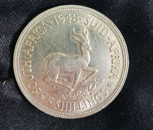 SOUTH AFRICA  1948 5Shilling (80% Silver ) Weight 23.8g