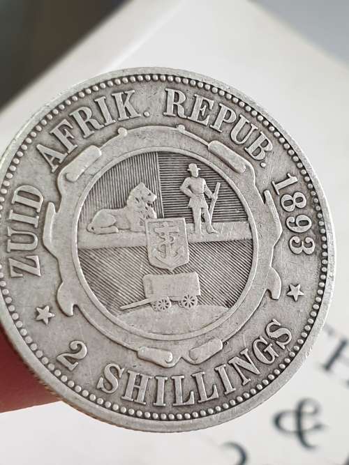 ZUID AFRIKA. REPUBLIEK  2 SHILLING  1893  ( WEIGHT 11.2g )  92.5% SILVER