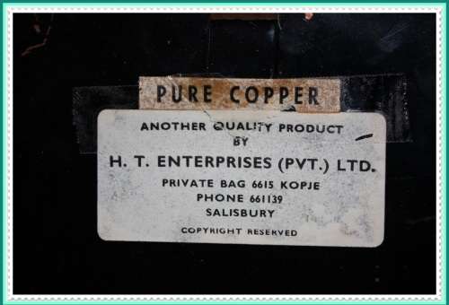 MILITARIA EASTERN CAPRIVI STRIP SA DEFENCE FORCE PURE COPPER PLAQUE BY H T ENTERPRISES SALISBURY