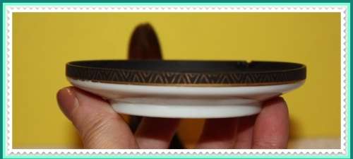 ORIENTMT FUJI PIN DISH MC FINE CHINA JAPAN 24K GOLD  ON BLACK BACKGROUND (D)