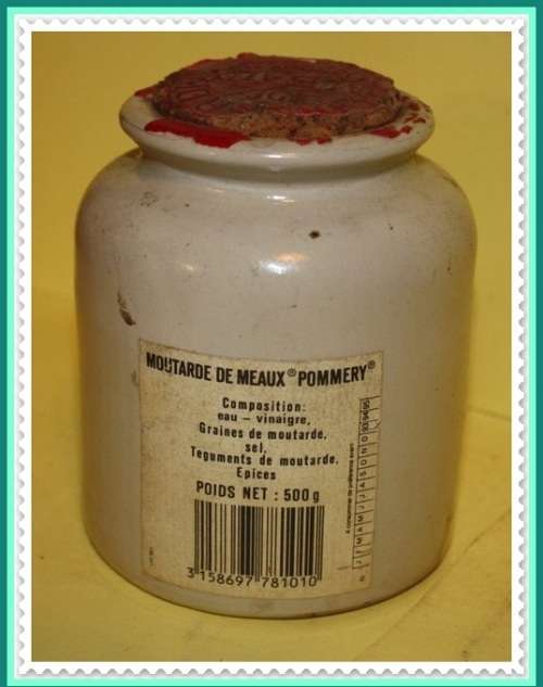 DECORATIVE STONEWARE JAR WITH CORK AND LOVELY LABEL NICE FOR A KITCHEN SHELF