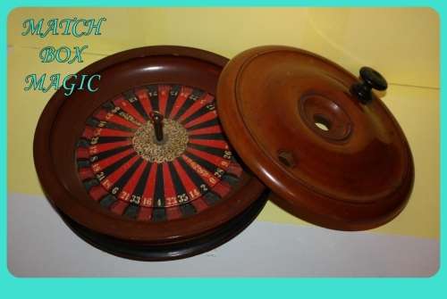BEAUTIFUL 19TH CENTURY TREEN TRAVELING ROULETTE WHEEL WITH LID