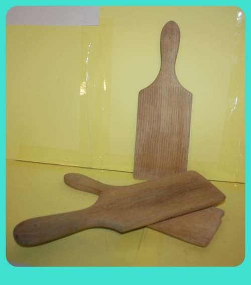 BUTTER PADDLE TRIO VINTAGE WOOD GROOVED