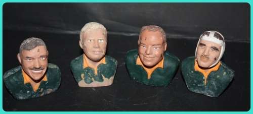 FOUR RARE AND UNUSUAL HAND PAINTED POTTERY BUSTS OF SPRINGBOK RUGBY LEGENDS TAKE A LOOK