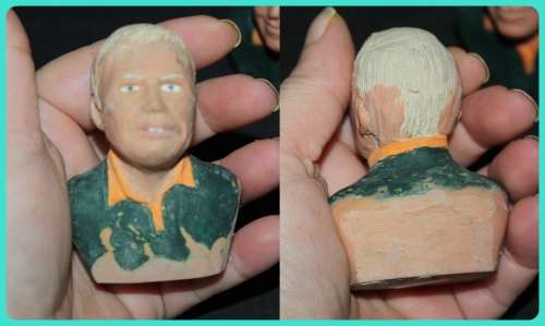FOUR RARE AND UNUSUAL HAND PAINTED POTTERY BUSTS OF SPRINGBOK RUGBY LEGENDS TAKE A LOOK