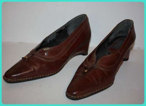 VINTAGE ANDREOLI GENUINE LEATHER LADIES WEDGE HEEL SHOES