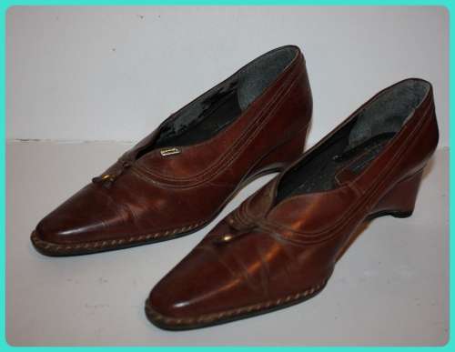 VINTAGE ANDREOLI GENUINE LEATHER LADIES WEDGE HEEL SHOES