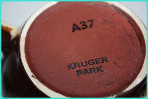 VINTAGE KRUGER PARK SOUVENIR MUG DEPICTING TO IMPALA MARKED UNDERNEATH A37 KRUGER PARK