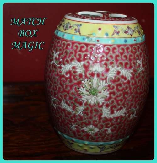 VINTAGE CHINESE PORCELAIN YELLOW TURQUOISE FAMILLE ROSE PINK GINGER JAR  OBLONG SHAPE RECESSED LID