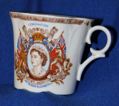 A Bone China cup and saucer from the 1953 coronation of Queen Elizabeth II