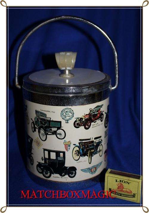 ICE BUCKET WITH VINTAGE CAR PICTURES