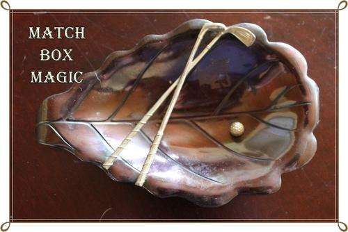 GREAT GIFT FOR A GOLFER OAK LEAF AND GOLF CLUB CHANGE DISH NICE MANTIQUE