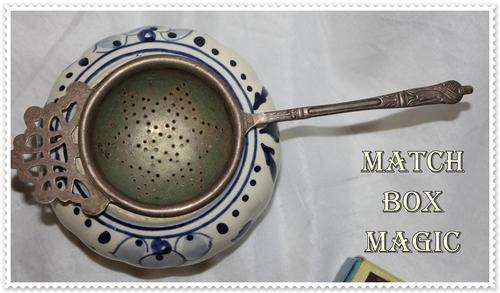 EPNS APOSTLE TEA STRAINER AND DELFT HOLLAND HOLDER