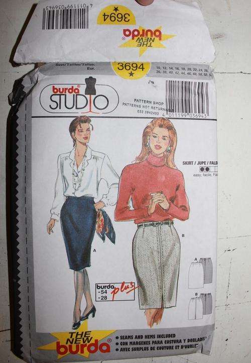 BURDA  STUDIO PATTERN No 3694  SIZE 10-26 PENCIL  SKIRT