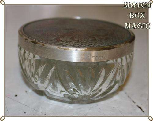 VINTAGE POWDER DISH WITH SILVER PLATED LID SEE PICS FOR CONDITION