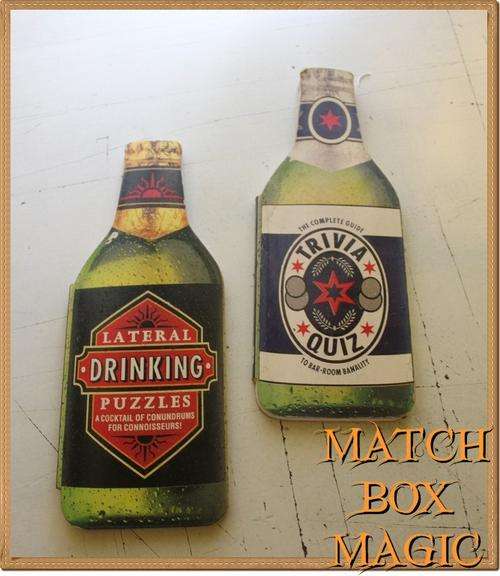PAIR OF BAR QUIZZ BOOKS IN SHAPE OF BEER BOTTLES FUN FOR A PUB NIGHT