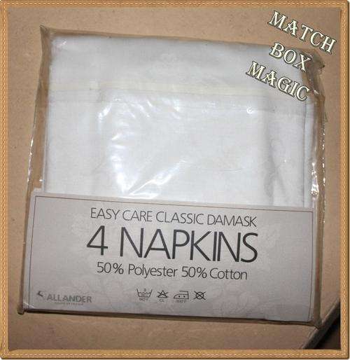 AS NEW SET OF FOUR DAMASK NAPKINS IN ORIGINAL PACKAGING QUALITY ITEM