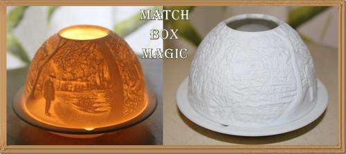 BERNARDAUD LIMOGES LITHOPHANE VOTIVE CANDLE ORIENTAL GARDEN  FRANCE JUST STUNNING